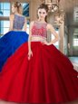 Comfortable Wine Red Sleeveless Floor Length Beading and Ruffles and Pick Ups Side Zipper 15 Quinceanera Dress
