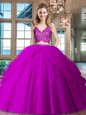 Tulle Sleeveless Floor Length Quinceanera Dress and Lace and Ruffled Layers