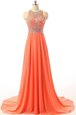 New Style Halter Top Orange A-line Beading Homecoming Dress Backless Chiffon Sleeveless