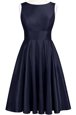Navy Blue Scoop Backless Bowknot Dress for Prom Sleeveless