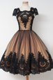 Black Prom Evening Gown Prom and Party and For with Lace Square Cap Sleeves Zipper