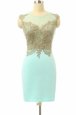 Chiffon Bateau Sleeveless Side Zipper Lace Prom Gown in Turquoise