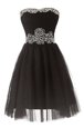 Black Prom Gown Prom and For with Beading Sweetheart Sleeveless Zipper