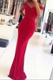 Mermaid Off the Shoulder Red Zipper Celeb Inspired Gowns Beading and Appliques Sleeveless Floor Length