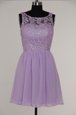 Scoop Lavender Sleeveless Chiffon and Lace Zipper Mother Of The Bride Dress for Prom