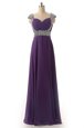 On Sale Purple Prom Dresses Prom and Party and For with Beading and Ruching Straps Cap Sleeves Lace Up