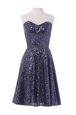 Fashion Sequins Knee Length A-line Sleeveless Navy Blue Cocktail Dress Lace Up
