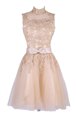 Fabulous Sleeveless Knee Length Appliques Zipper Mother Of The Bride Dress with Champagne