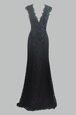 Black Zipper V-neck Beading and Lace Prom Evening Gown Lace Cap Sleeves