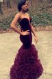 Mermaid Ruffles Homecoming Dress Purple Zipper Sleeveless Floor Length