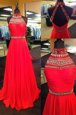 Cute Halter Top Sleeveless Beading Backless Prom Gown