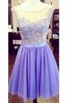 Luxurious Scoop Lace Sleeveless Appliques Zipper Dress for Prom