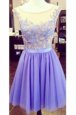 Luxurious Scoop Lace Sleeveless Appliques Zipper Dress for Prom