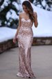Mermaid Elastic Woven Satin Sweetheart Sleeveless Zipper Appliques Evening Outfits in Peach