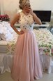 Pink Scoop Side Zipper Lace Mother Of The Bride Dress Sleeveless