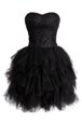 Sequins Knee Length Ball Gowns Sleeveless Black Cocktail Dresses Lace Up