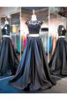 Shining Black Homecoming Dress Prom and Party and For with Lace and Ruching Scoop Sleeveless Brush Train Clasp Handle