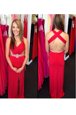 Attractive Floor Length Criss Cross Prom Dresses Red and In for Prom with Beading