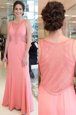 Noble Mermaid Watermelon Red Zipper Scoop Beading Prom Dresses Elastic Woven Satin Sleeveless