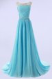 Affordable Baby Blue Scoop Neckline Beading Junior Homecoming Dress Sleeveless Zipper