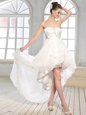 Exquisite White Zipper Wedding Dresses Bowknot Sleeveless High Low