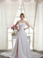 Gorgeous Sleeveless Court Train Lace Up Beading and Appliques and Ruching Wedding Gowns