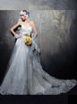 Cheap White Sleeveless Chiffon Court Train Lace Up Wedding Dress for Wedding Party