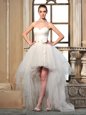 High Low White Wedding Dress Sweetheart Sleeveless Lace Up