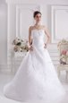 High Class White Satin Zipper Sweetheart Sleeveless With Train Wedding Dresses Brush Train Beading and Appliques