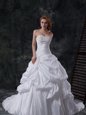 Gorgeous White Sleeveless With Train Beading and Pick Ups Zipper Bridal Gown