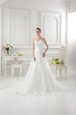 Simple White Sleeveless Brush Train Ruffled Layers and Hand Made Flower Wedding Dresses