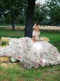 Glorious Off the Shoulder Beading and Embroidery and Ruffled Layers 15th Birthday Dress White Lace Up Short Sleeves Floor Length