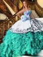 Hot Sale Multi-color Organza Lace Up Quinceanera Dress Sleeveless Floor Length Appliques and Embroidery