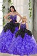 Cute Sweetheart Sleeveless Lace Up Sweet 16 Dresses Black And Purple Organza