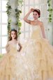 Sleeveless Beading and Ruffled Layers and Ruching Lace Up Sweet 16 Dresses