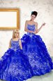 Pretty Royal Blue Taffeta Lace Up Vestidos de Quinceanera Sleeveless Floor Length Beading and Embroidery and Pick Ups