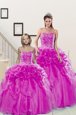 Pick Ups Sweetheart Sleeveless Lace Up 15 Quinceanera Dress Fuchsia Organza