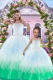 Floor Length Lace Up Quinceanera Gown Yellow and In for Military Ball and Sweet 16 and Quinceanera with Beading and Ruffles
