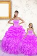 New Arrival Lilac Sleeveless Beading and Ruffles and Pick Ups Floor Length Quinceanera Dresses