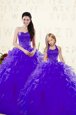 Dazzling Purple Sweet 16 Dress Military Ball and Sweet 16 and Quinceanera and For with Beading and Ruffles Sweetheart Sleeveless Lace Up