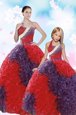 Glorious Coral Red Sleeveless Floor Length Beading Lace Up Quinceanera Dresses
