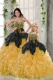 Yellow Quinceanera Dresses Military Ball and Sweet 16 and Quinceanera and For with Beading and Ruffles Sweetheart Sleeveless Lace Up
