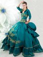 Traditional Teal Lace Up Sweetheart Beading and Embroidery Sweet 16 Quinceanera Dress Taffeta Sleeveless