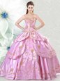 Excellent Sleeveless Embroidery Lace Up Sweet 16 Quinceanera Dress