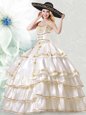Noble Ruffled Floor Length White Ball Gown Prom Dress Sweetheart Sleeveless Lace Up