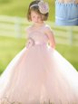 Elegant Straps Floor Length Ball Gowns Sleeveless Baby Pink Flower Girl Dress Zipper