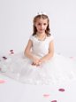 Lovely Scoop Cap Sleeves Zipper Toddler Flower Girl Dress White Tulle