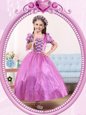 Stylish Lilac Scoop Side Zipper Beading Toddler Flower Girl Dress Short Sleeves