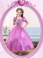 Stylish Lilac Scoop Side Zipper Beading Toddler Flower Girl Dress Short Sleeves