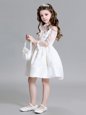 Captivating Lace Flower Girl Dresses for Less White Zipper Long Sleeves Mini Length
